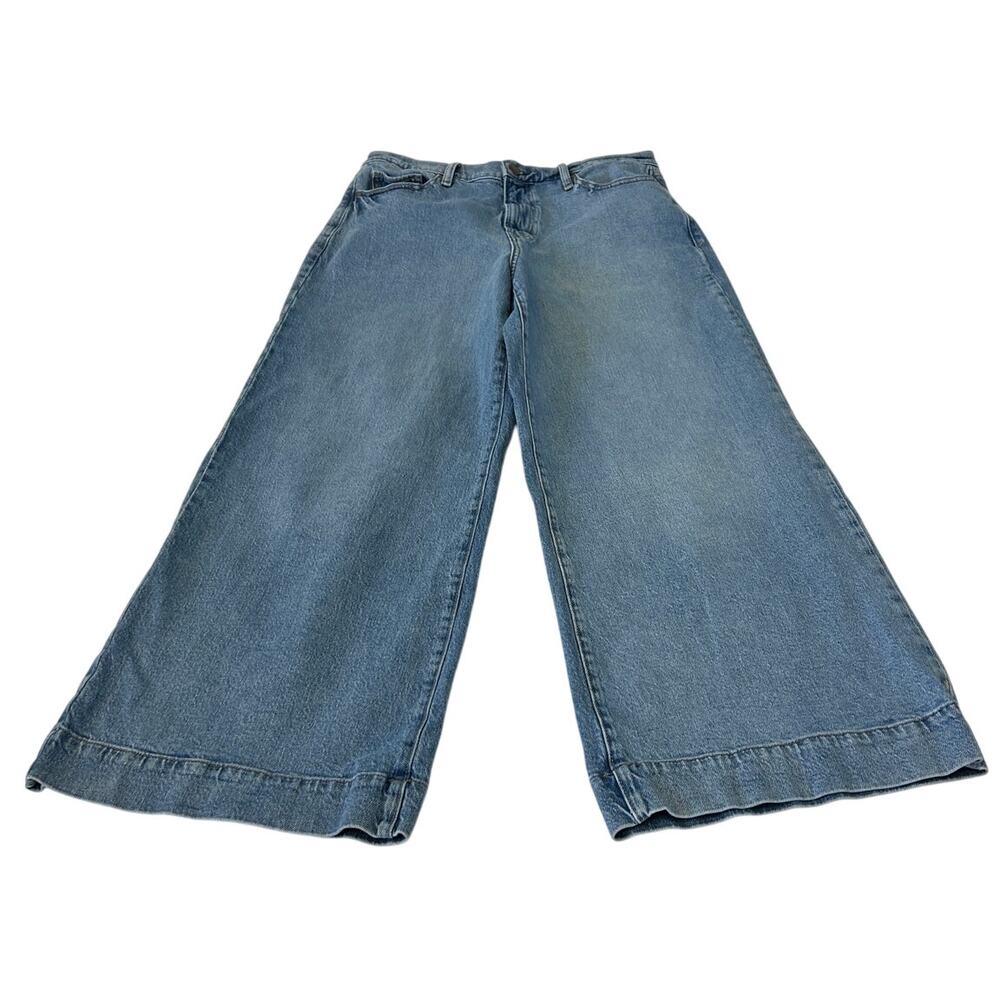 a.n.a. Women's High Rise Wide Leg Jeans Sz 12 Short Blue Boho Festival